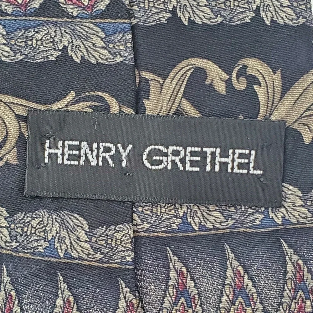Henry Grethel Black Wide‎ Silk Tie Wide